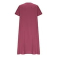 thumbnail image 5 of Midi Summer Dresses for Women Round Neck Solid Color Casual Loose Dress Short Sleeve A Line Dress Beach Vacation Dresses, 5 of 6