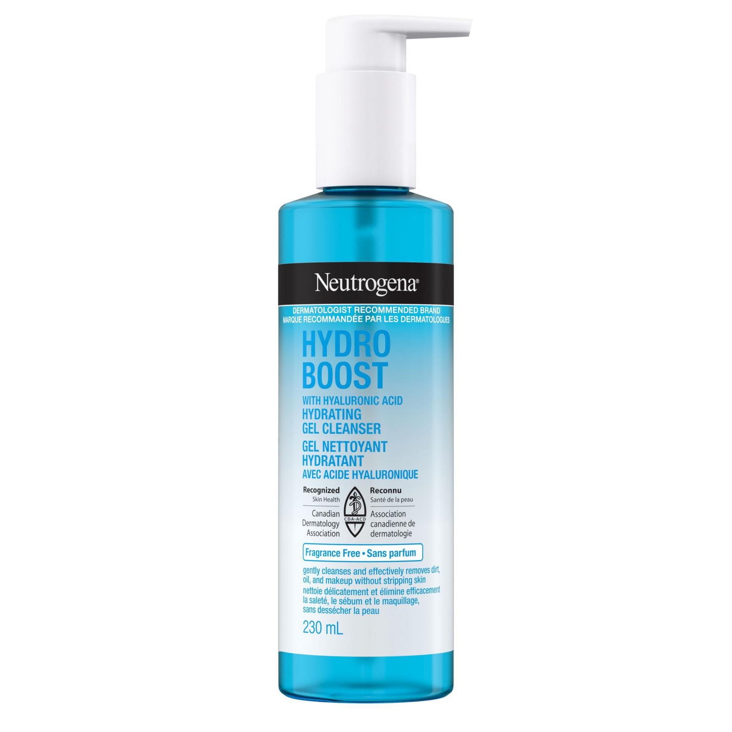 Neutrogena Hydro Boost Fragrance-Free Hydrating Cleansing Gel, Facial Cleanser, Hyaluronic Acid, Paraben Free, 230 mL