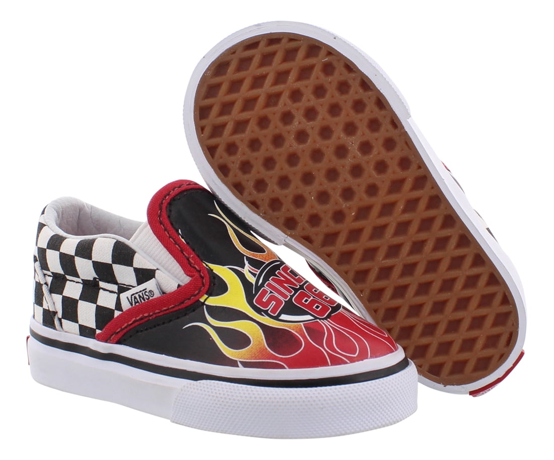 red slip on vans kids