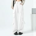 thumbnail image 5 of Wancir Womens Linen Pants Wide Leg High Waisted Drawstring Casual Flowy Pants with Pockets, 5 of 7