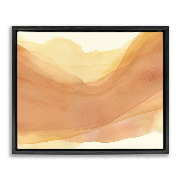Stupell Industries Orange Splash Wave Abstract Painting Black Floater Framed Canvas Art Print Wall Art, 21 x 17