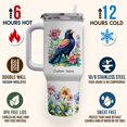 thumbnail image 4 of Custom Name 40oz Crow Tumbler with Handle & Straw - Stainless Steel Travel Cup for Girls, Women - Unique Bird Lover Gift for Holiday, Christmas or Birthday Present, 4 of 6