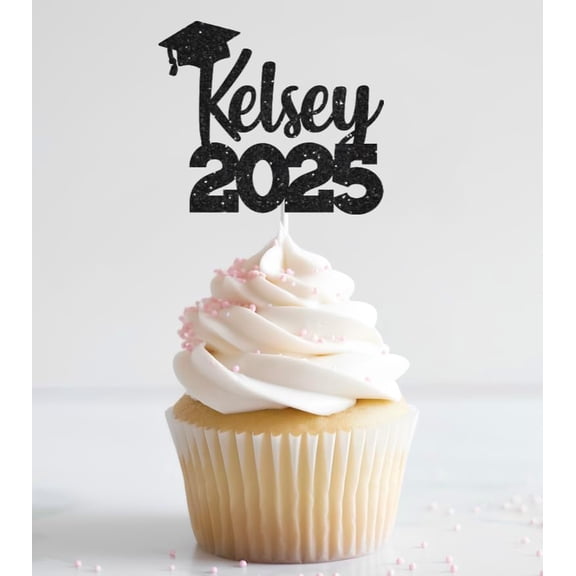 Personalized Custom Name 2025 Grad Cap Cupcake Toppers 2025 Graduation Cupcake Picks Graduation Theme Party Cake Decorations Supplies 12pcs