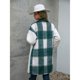 thumbnail image 4 of Chaqueta de mujer de manga larga con cuello vuelto y botones de una sola fila, abrigo a cuadros de retales de lana, cuadros verdes S, 4 of 6