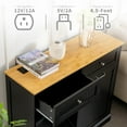 thumbnail image 5 of Double Tilt Out Trash Cabinet with Charging Station, Upgrade Wooden Free Standing Trash Cabinet with Outlet, Recycling Cabinet with Hideaway Drawer, 20 Gallon Tilt Out Trash Cabinet(Black), 5 of 7