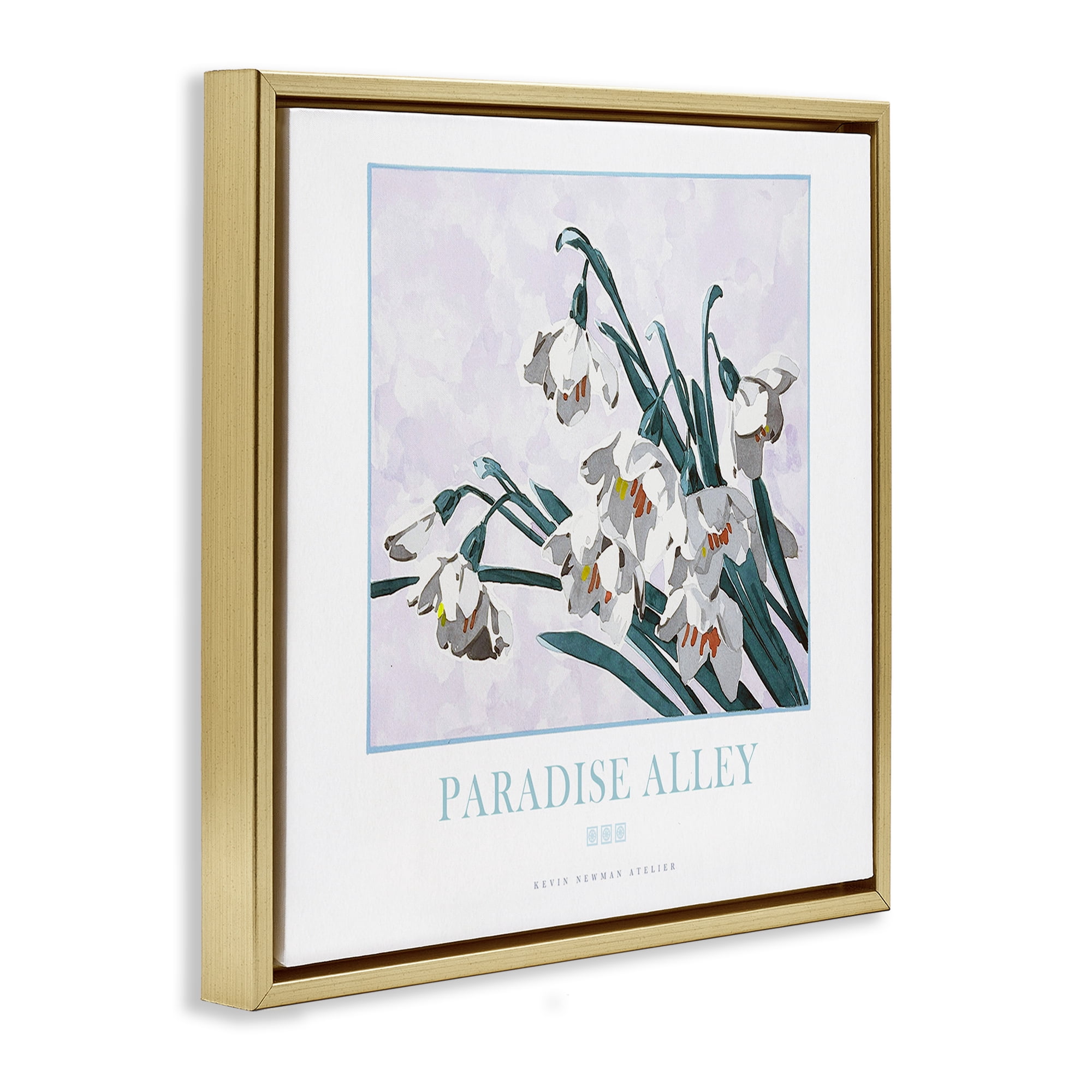 Stupell Industries Paradise Alley White Spring Blooms Gold Framed Floater Canvas Wall Art, design by Jadei Graphics