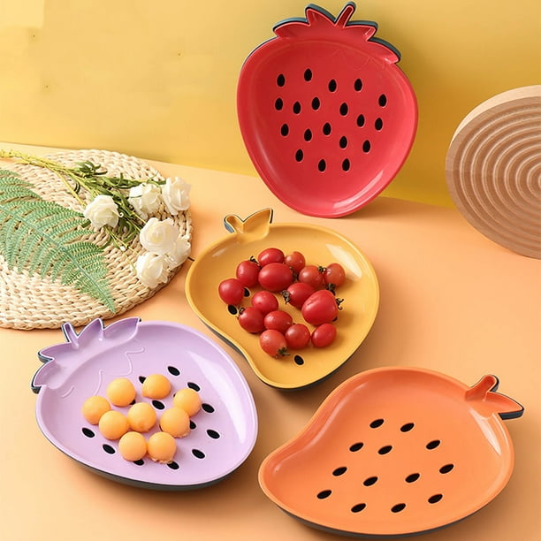 Cesta de Drenaje de Frutas de Plástico de Doble Capa | Bandeja Coladora para Fregadero de Cocina Doméstica para Lavar y Secar Frutas, Refrigerios y Verduras