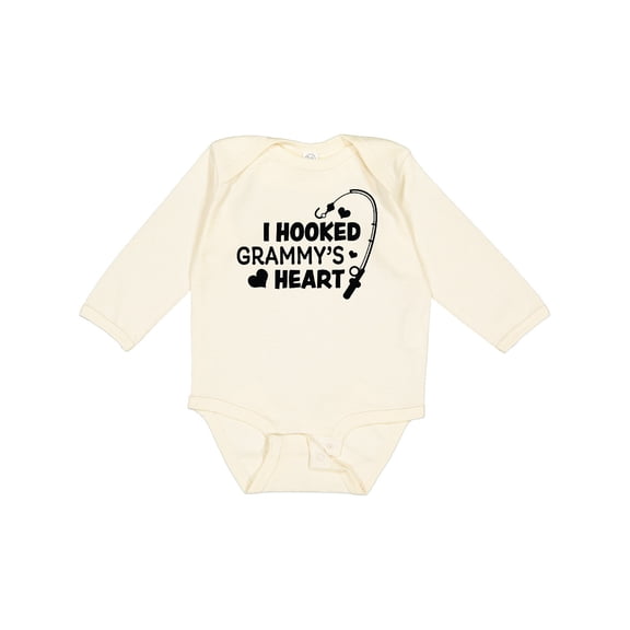 Inktastic I Hooked Grammy's Heart with Fishing Rod Boys or Girls Long Sleeve Baby Bodysuit