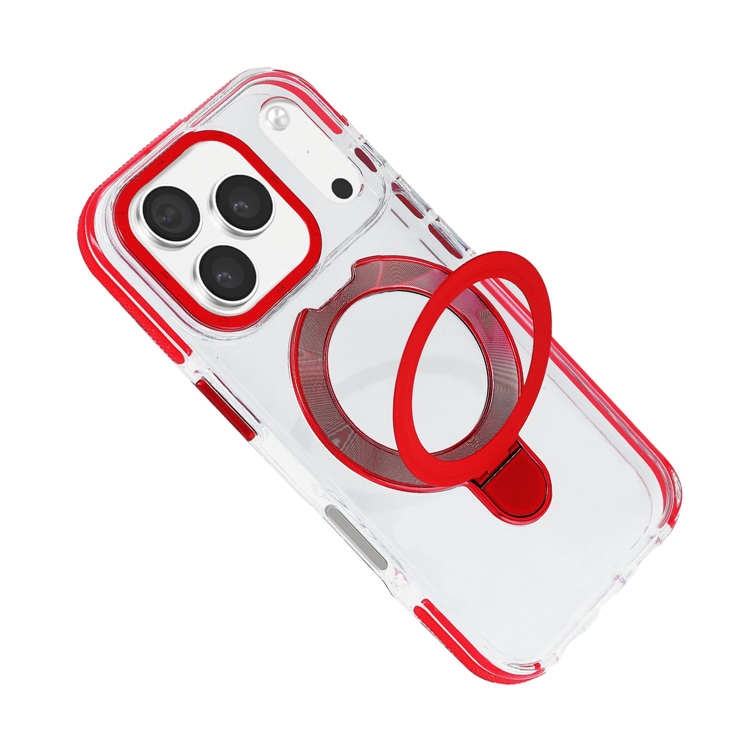Clear Back Cover with Wireless Charging Support for iPhone 17 Pro Max - Red