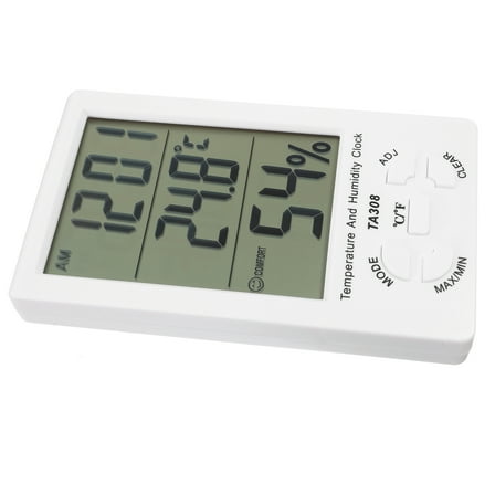 Worgeous Large LCD Digital Hygrometer Clock Indoor Thermometer Humidity Monitor Temperature Humidity Gauge