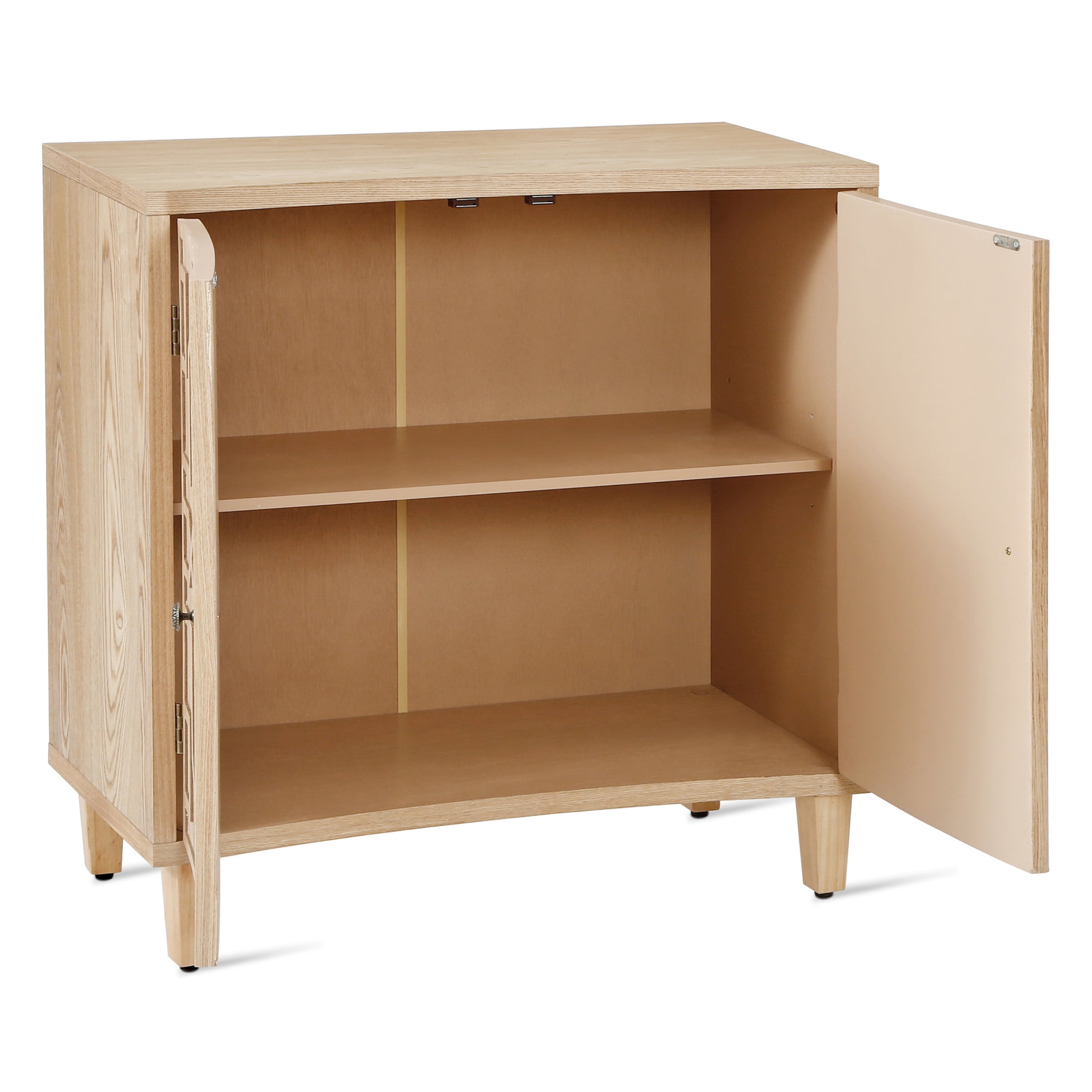 Christopher Knight Home Modern Moroccan Accent Cabinet, Geometric Wood Doors, Copper Knob, Adjustable Shelves, Natural