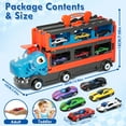 thumbnail image 5 of Dinosaur Truck Toddler Toys Car, Toys for 2 3 4 5 6 Years Old Boy, Big Carrier Truck with 6 Die-Cast Small Pull Back Cars and 62.5in Race Track, Car Toy Gift for 2+ Boys, 5 of 10