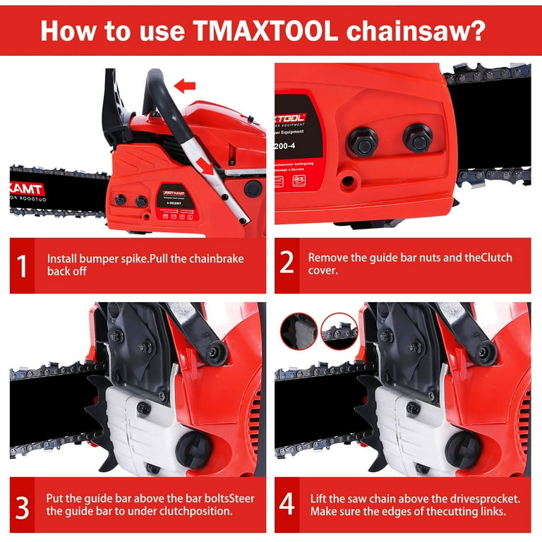 TMAXTOOL 62cc 20 inch Powered Gasoline Chainsaw with 2 Stroke for