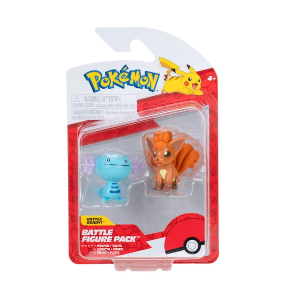 Pokemon Battle Figure 2 Pack - Features 2-Inch Wooper and Vulpix Battle Ready Figures