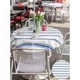 thumbnail image 6 of Outdoor Tablecloth with Umbrella Hole Zipper Navy Blue Striped Round Tablecloth 60" Waterproof Outside Table Cloth Rustic Blue Stripe Modern Art Beige Patio Table Cover Tablecloths for Picnic Party, 6 of 8