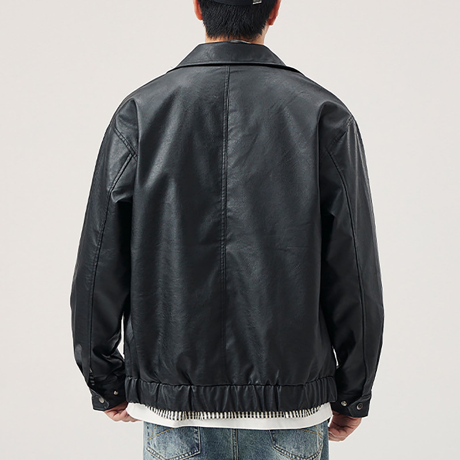 JUUYY Men's Leather Jackets Oversized Faux PU Leather