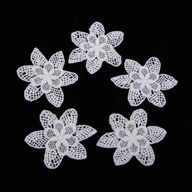 5 Piezas de Apliques de Parches de Flores Bordados Blancos para La Decoración de de de Ropa perfecl Bordado parche de encaje aplique