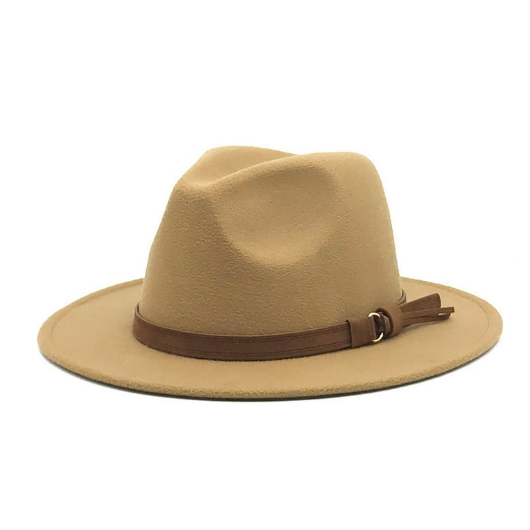 Vintage Wide Brim Wool Fedora Hat Belt Panama Felt Jazz Hat Adjustable One Size Amazon.com: 12 Pcs Felt Panama Hats with Belt Buckle  main image 3