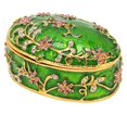 thumbnail image 2 of Caja de baratija de flores pintada a mano Detalle realista clásico Caja de baratija de joyería con bisagras para almacenamiento de pendientes de anillo Verde, 2 of 5