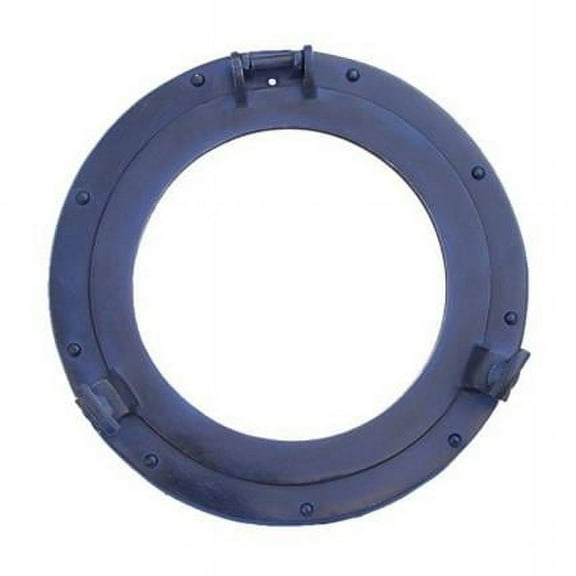 Handcrafted Model Ships MC-1963-12-RB-W 12 in. Rustic Blue Aluminum Deluxe Class Decorative Ship Porthole Window