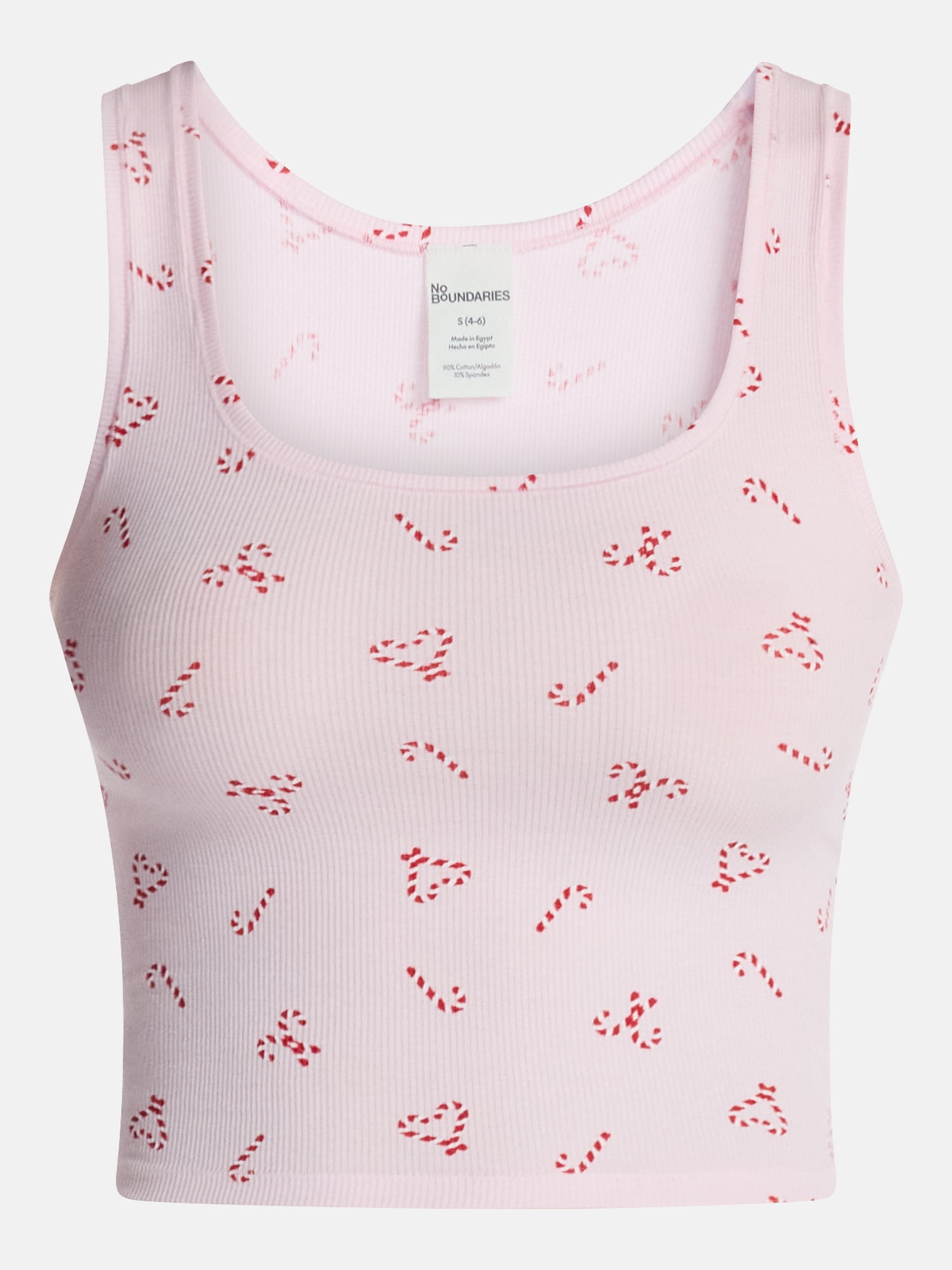 No Boundaries Cotton Stretch Ribbed Cropped Tank Top, Women's XS-XXXL