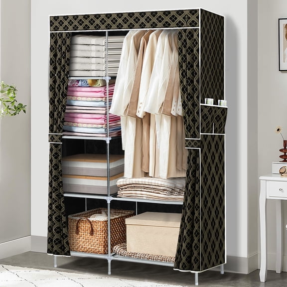 Portable Closet, Closet Storage with 6 Shelves, Clothes Rack with Waterproof Cover, Closet Organizer with Durable Metal Frame Wardrobe for Bedroom, 67x41x18 Inch