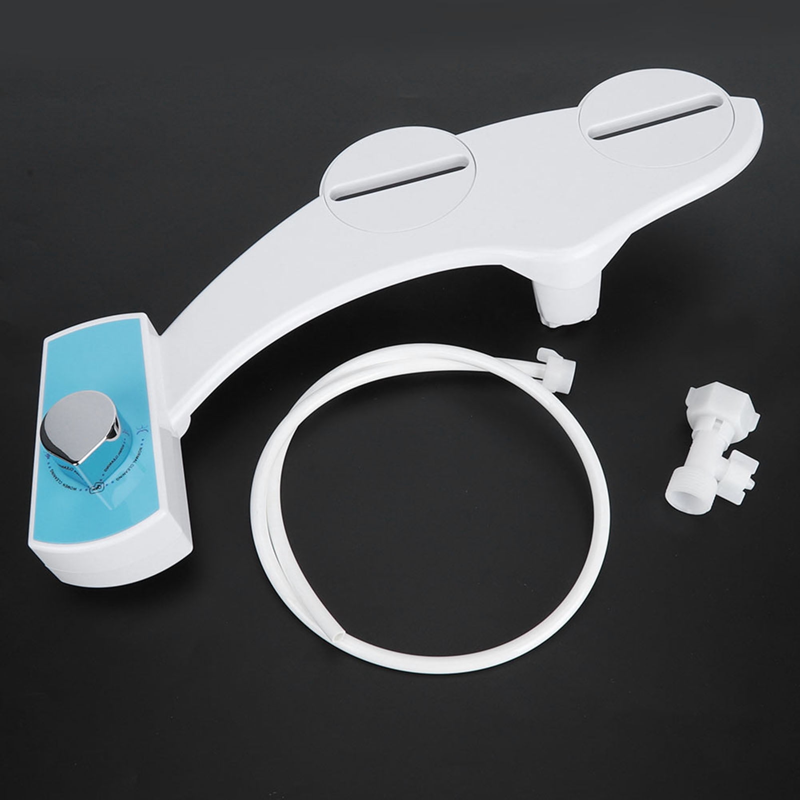 M Buder Non-Electric Bidet Toilet Seat Attachment with Hot and Cold Water Mechanical Spray, US Adapter Included, White