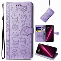 for Motorola Moto G 5G 2024 Case, Premium PU Leather Wallet Case [Cat & Dog & Flowers Embossed] Card Slots Kickstand Magnetic Closure Flip Case Cover for Moto G 5G 2024, Purple