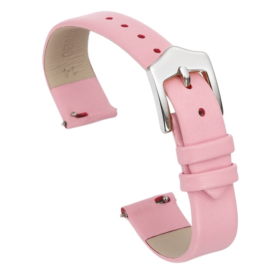 Uxcell 14mm Pink Genuine Leather Watch Bands with Silver Buckle for Women