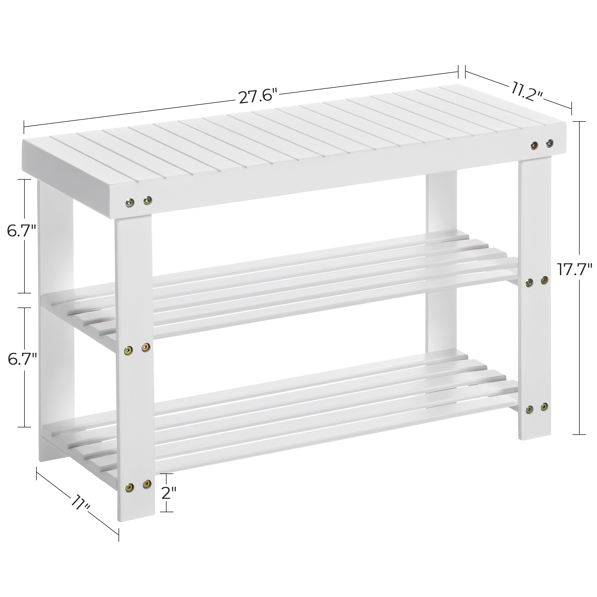 Songmics 3-Tier Bamboo Shoe Rack Bench, White photo 4