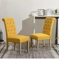 thumbnail image 3 of High Back Tufted Parsons Dining Chair with Solid Rubber Wood Legs, Set of 2, Yellow, 3 of 9