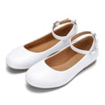 thumbnail image 3 of Bocca Girl's White Pu Ballet Flat Ankle Strap Ballerina Flat Shoes Size 3, 3 of 7