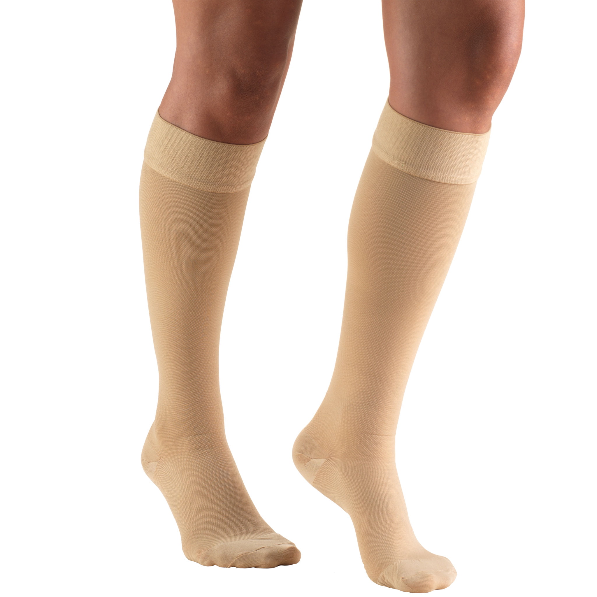 Truform Stockings, Knee High, Closed Toe, Dot Top: 30-40 mmHg, Beige, Large