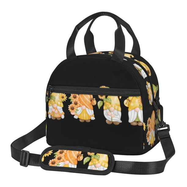 Balery Sunflower Gnomes 5 Bolsa de Almuerzo Impresa, Caja de Almuerzo Reutilizable, Bolsa Térmica Aislada para Almuerzo, Bolsa Antiderrames