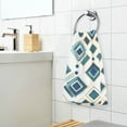 thumbnail image 3 of Yayeee 100% Cotton Hand Towels for Bathroom 16" x 28" Kitchen Towel, Green Geometric Pattern, 3 of 7