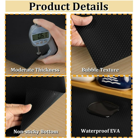 qewtrs 24 inch x 20 ft Kitchen Cabinets Liner Non-Stick Drawer Mats EVA Protector Shelving Cupboard Lining (Gray  24 inch x 20 ft) gtr