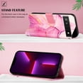 thumbnail image 4 of Crossbody Wallet Case for Google Pixel 6A, Marble Pattern Luxury PU Leather Detachable Shoulder Strap Lanyard Magnetic Clasp Flip Cover with Card Slots Holder Kickstand Case,Pink/Purple, 4 of 11