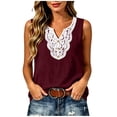 thumbnail image 3 of Stamzod Women's V-Neck Tank Tops Casual Sleeveless Lace Boho Blouses Beach Vacation Summer Outfits 2026 Wine XXL, 3 of 9