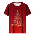 thumbnail image 5 of CLOISE T Shirts for Women Graphic Plus Size Christmas Tree Crew Neck Pullover Short Sleeve Tee Tops Slim Cozy Holiday Travel Outfits 4XL, 5 of 6