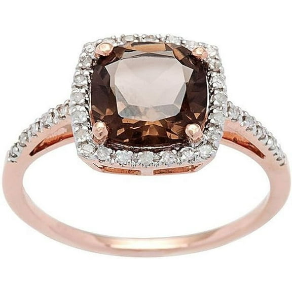 Dazzlingdaimonds Jewels 2.10 Ct Cushion Cut Brown Diamond Engagement Wedding Christmas Thanksgiving Halo Ring 14K Rose Gold Plated 925 Sterling Silver For Women's -5.5