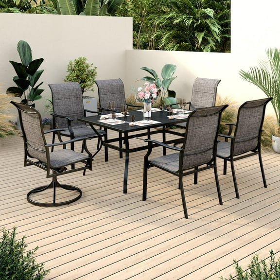 Sophia & William 7 Pieces Outdoor Patio Dining Set Textilene Chairs and Metal Table