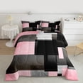 thumbnail image 2 of Feelyou Geometric Anstract Bedding Comforter Set for Adult, Pink Grey Square Twin Comforter Sets, Modern Fashion Reversible Bedding Set, Luxury Bedroom Decor, 2 Pieces, 2 of 8
