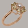 thumbnail image 3 of LBG British Made 10k Rose Gold ring with Cultured Pearl & Peridot Womens Statement Ring - 33 size options - Size 11.25, 3 of 6