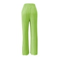 thumbnail image 3 of WREESH Womens Business Casual Pants Fashion Solid Color Elastic Waist Tie Full Length Pants Green, 3 of 6