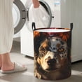 thumbnail image 5 of Sikiie Flower Crown Dog Print Round Dirty Clothes Basket, Waterproof Standing Foldable Storage Basket, for Laundry Room, Bedroom, Bathroom Storage-Medium, 5 of 6