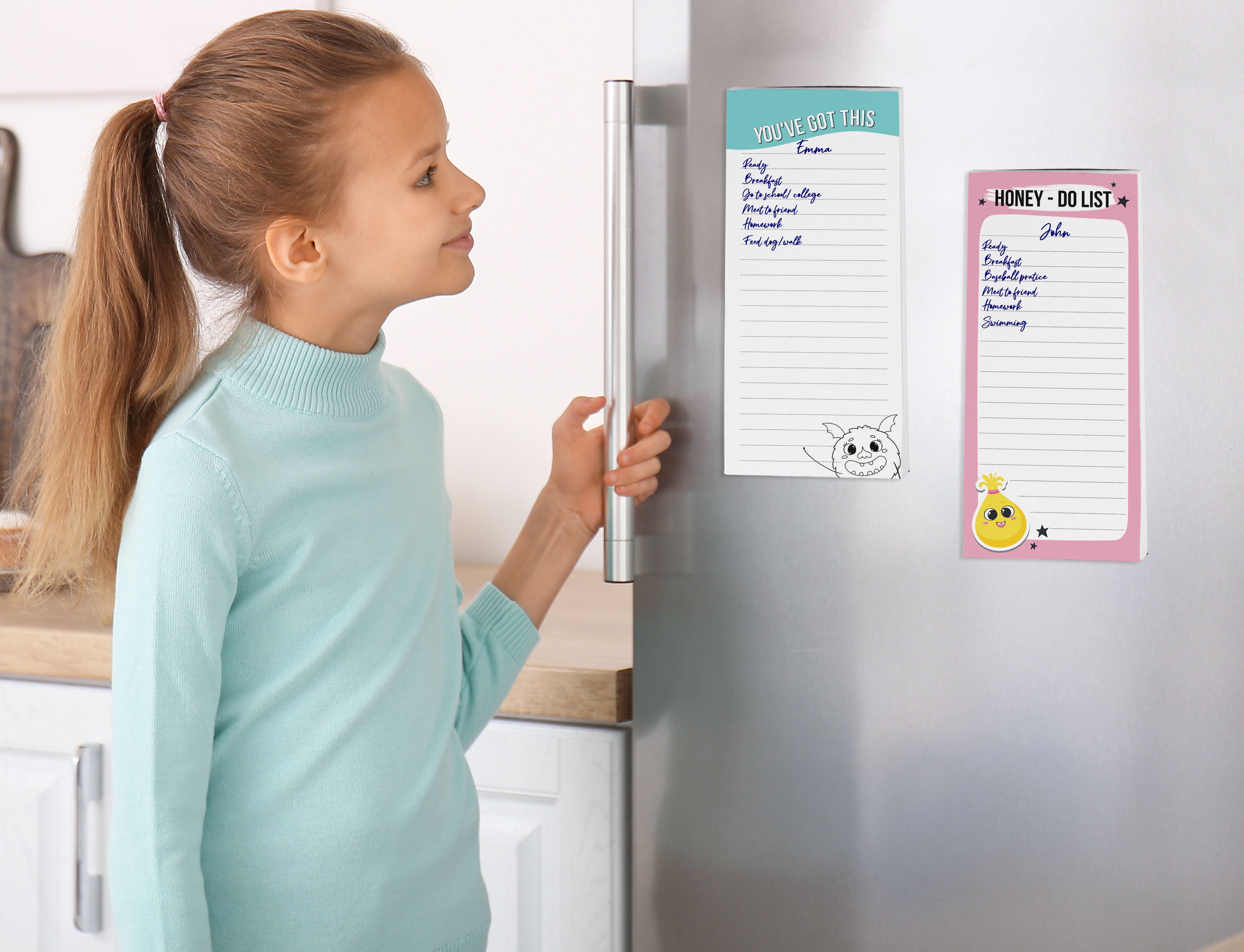 Inkdotpot Pack of 3 Magnetic Fridge To-Do List Notepads- Magnetic Memo Pads For Refrigerator-(50 Sheets Each)-HW