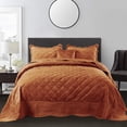 thumbnail image 4 of Serenta Super Soft Microplush Quilted 4 PCs Bedspread Set. Queen, Brick, 4 of 4