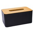 thumbnail image 2 of JUMNUYCUH Tissue Box Cover, Rectangle Tissue Box Holder, Wood Facial Paper Holder for Bathroom, Bedroom, Dinner Table and Office, 8.3"L x 5"W x 3.8"H, Black, 2 of 7