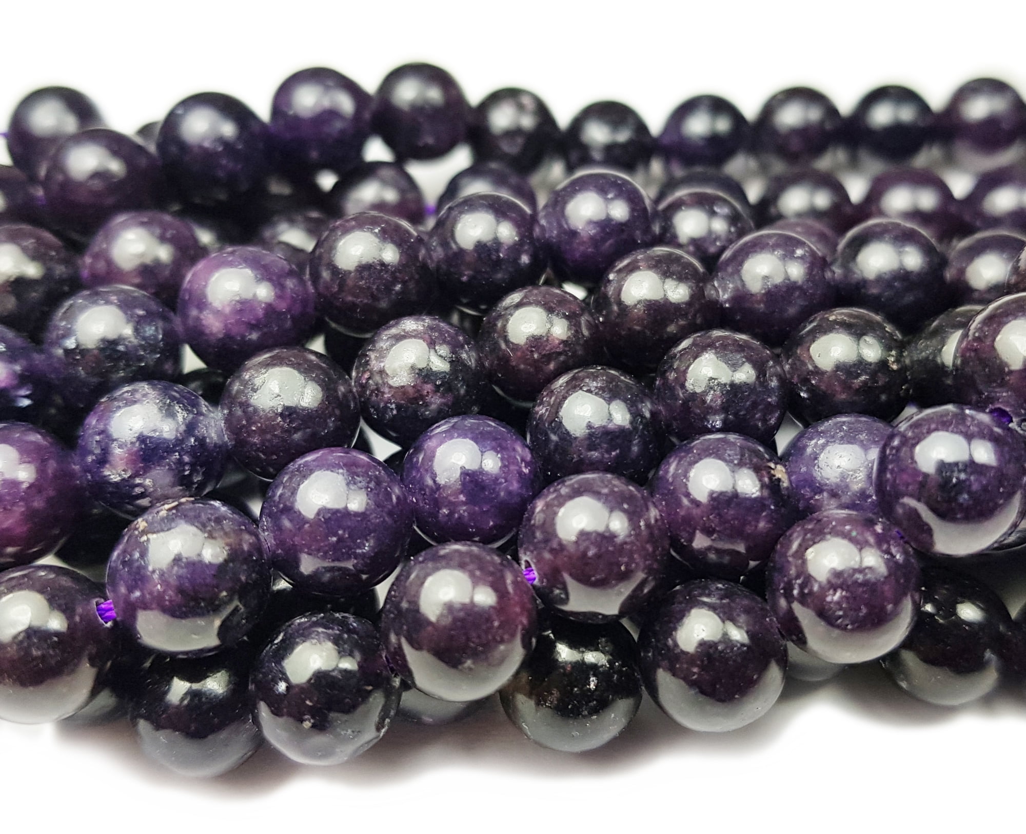 8mm Lepidolite Dark Purple Smooth Round Beads Genuine Gemstone Natural Jewelry Making
