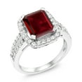 thumbnail image 3 of Gem Stone King 4.52 Cttw Red Garnet Ring for Women | 925 Sterling Silver | Emerald Cut 10X8MM | Wedding Engagement Anniversary Promise Ring for Women | Size 6, 3 of 5